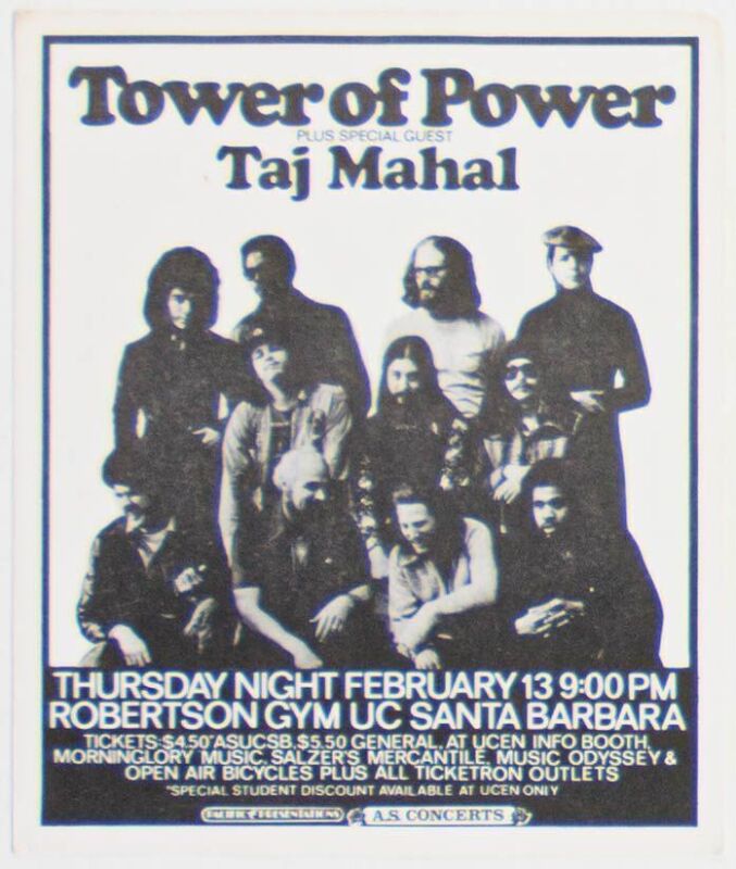 1975 Tower of Power Taj Mahal Robertson Gym UC Santa Barbara Handbill Excellent 79