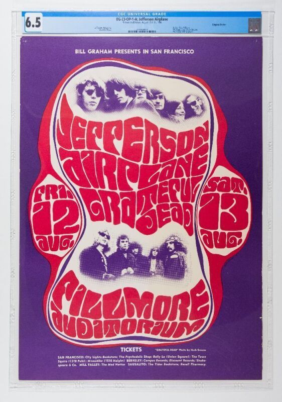 1966 BG-23 Jefferson Airplane Grateful Dead Fillmore Auditorium Poster CGC 6.5