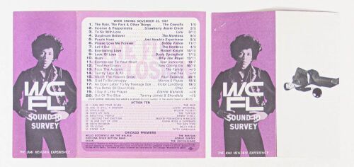 1967 Lot of 2 Radio Surveys Ft. Jimi Hendrix Experience