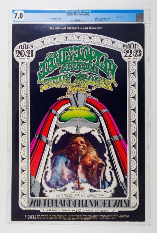 1969 BG-165 Janis Joplin Winterland & Fillmore West Poster CGC 7.0