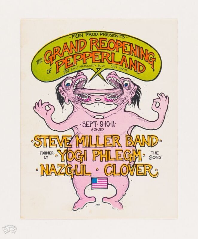 1971 Greg Irons Steve Miller Band Clover Pepperland San Rafael Handbill Near Mint 81