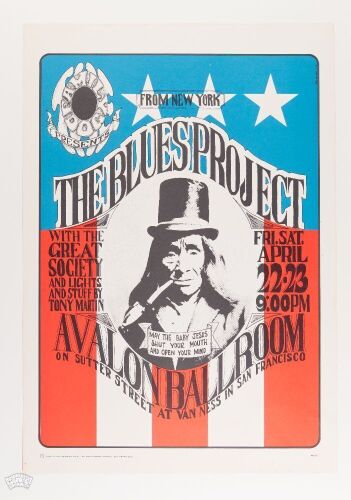 1966 FD-5 Blues Project The Great Society Avalon Ballroom RP3 Poster Excellent 77