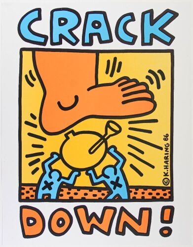 1986 Keith Haring Crack Down Promotional Poster Mint 93