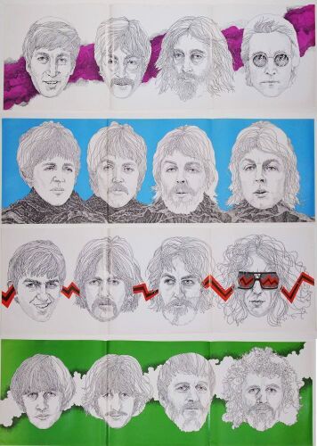 1974 The Beatles The Red Album 1962-1966 and The Blue Album 1967-1970 Set of 4 Promo Posters Near Mint 85