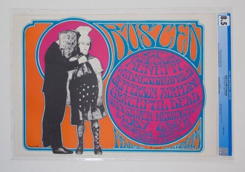 1967 AOR-2.71 Jefferson Airplane Grateful Dead Busted Fillmore RP2 Poster CGC 8.5