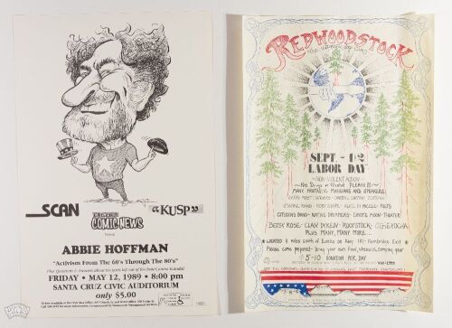 Lot of 2 Abbie Hoffman Santa Cruz Civic Auditorium and Moby Grape Redwoodstock Posters