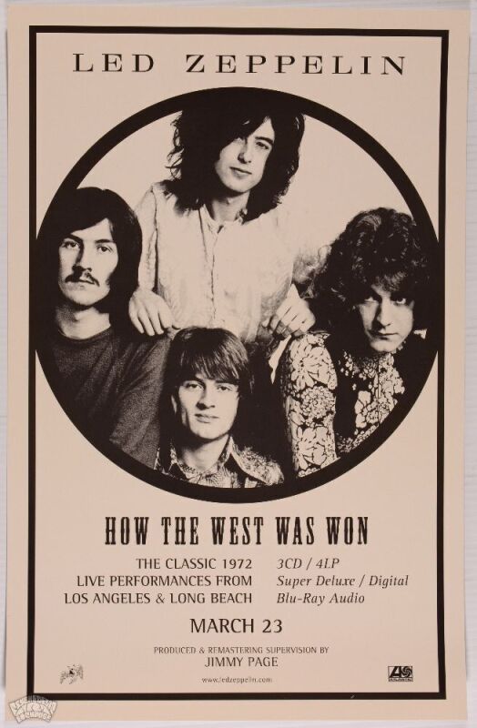 2018 Led Zeppelin How The West Was Won Atlantic Records Blue Ray Release Promo Poster Mint 91