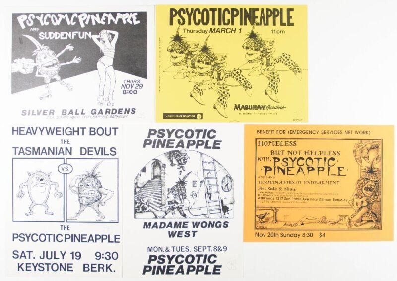 Lot of 5 John Seabury Psycotic Pineapple Vintage Punk Signed Seabury Flyers