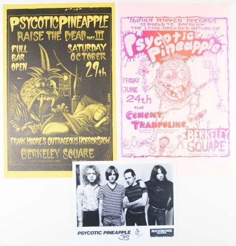 Lot of 3 John Seabury Psycotic Pineapple Vintage Punk Signed Seabury Posters & Publicity Photo