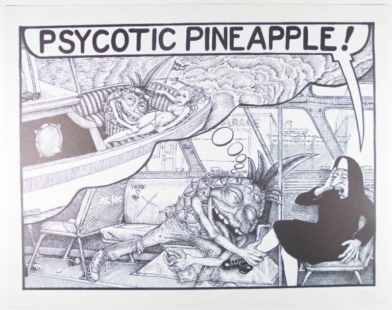 1980 John Seabury Psycotic Pineapple Vintage Punk Promotional Signed Seabury Poster Near Mint 87