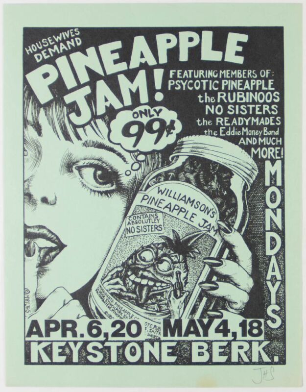 1981 AOR-451 John Seabury Pineapple Jam Psycotic Pineapple Keystone Berkeley Signed Seabury Flyer Near Mint 81