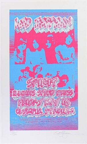 1991 Carl Lundgren Led Zeppelin Olympia Stadium Detroit LE Signed Lundgren Poster Near Mint 81