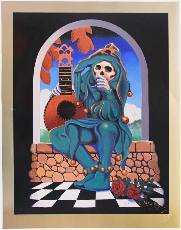 1995 Mouse Studios Grateful Dead Jester Embossed Stamp AE Poster Near Mint 85