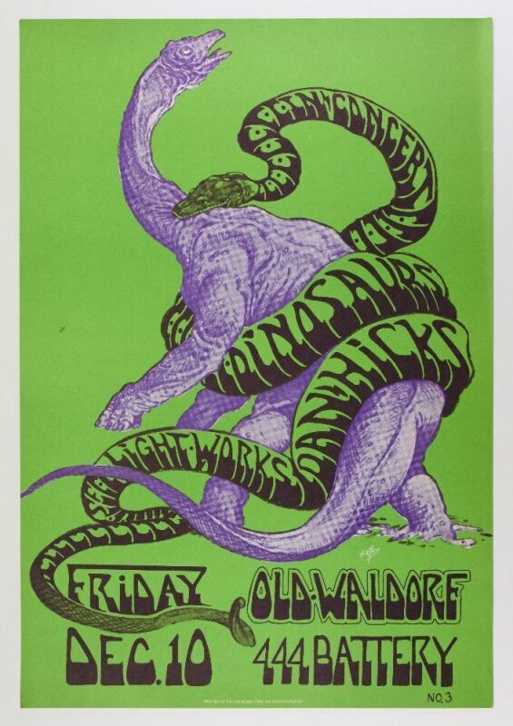 1982 Alton Kelley The Dinosaurs Dan Hicks The Old Waldorf San Francisco Poster Near Mint 81