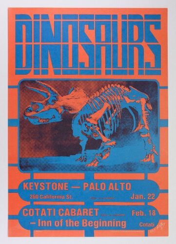 1983 Alton Kelley The Dinosaurs Keystone Palo Alto & Cotati Cabaret Poster Near Mint 87