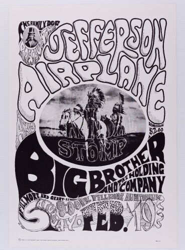 1966 FD-1 Jefferson Airplane Big Brother Fillmore Auditorium RP2 Poster Near Mint 89