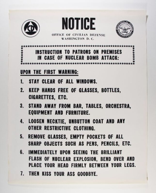 Nuclear Bomb Attack Notice The Office of Civilian Defense Headshop Poster Extra Fine 69