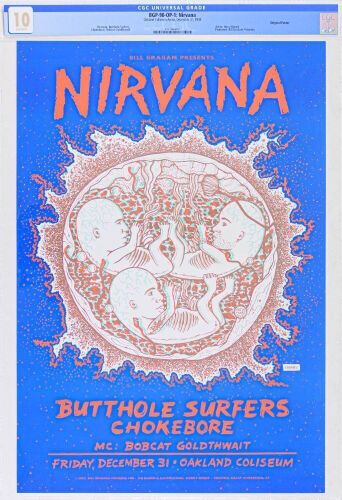 1993 BGP-90 Nirvana New Years Eve Oakland Coliseum Poster CGC 10