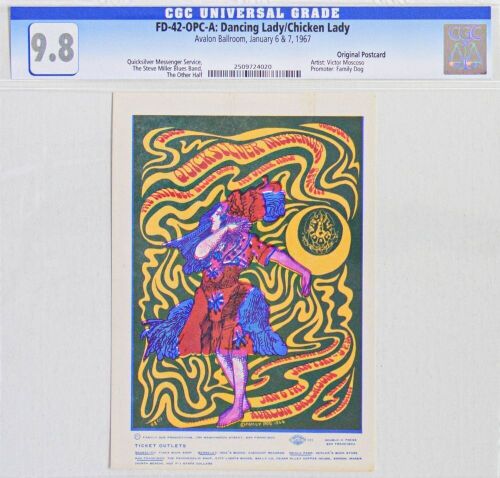 1967 FD-42 Quicksilver Miller Blues Band Avalon Ballroom Postcard CGC 9.8