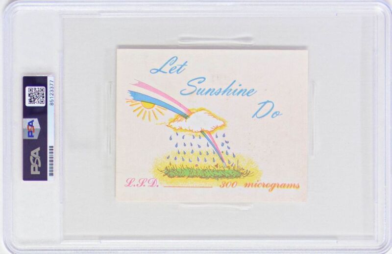 1969 Let Sunshine Do The Brotherhood of Eternal Love Orange Sunshine LSD Distribution Card Signed by Tim Scully PSA/DNA Certified