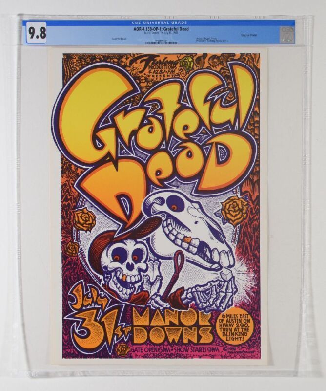 1982 AOR-4.159 Grateful Dead Manor Downs Austin Poster CGC 9.8
