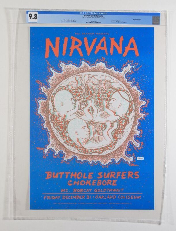 1993 BGP-90 Nirvana NYE Oakland Coliseum Poster CGC 9.8