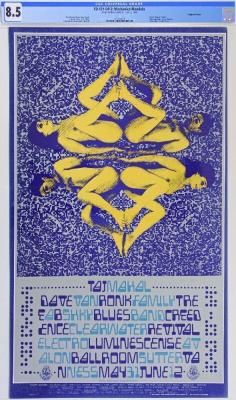 1968 FD-121 Taj Mahal Creedence Clearwater Revival Avalon Ballroom Poster CGC 8.5