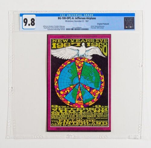 1967 BG-100 Jefferson Airplane Big Brother Janis Joplin NYE Winterland Postcard CGC 9.8