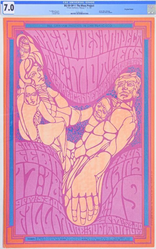 1967 BG-50 Zappa The Mothers Canned Heat Fillmore Auditorium Poster CGC 7.0