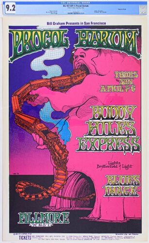 1969 BG-167 Procul Harum Buddy Miles Express Fillmore West Poster CGC 9.2