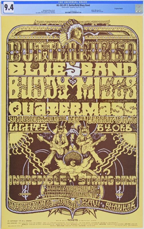 1970 BG-261 Butterfield Blues Band Fillmore West Poster CGC 9.4