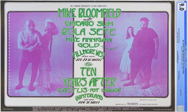 1971 BG-278 Mike Bloomfield Fillmore West & Winterland Poster CGC 9.0