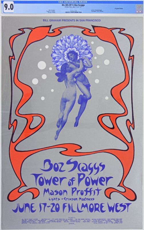 1971 BG-285 Boz Scaggs Tower Of Power Fillmore West Poster CGC 9.0