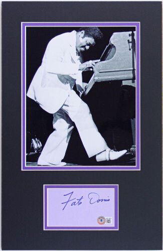 Fats Domino Photograph & Card Matted Signed Fats Domino with COA Beckett Authentication