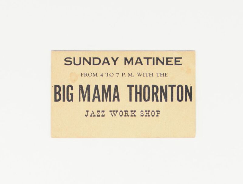 1969 Big Mama Thornton Newport Folk Festival Sunday Jazz Workshop Ticket Extra Fine 69