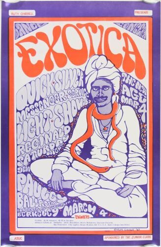 1967 Quicksilver Messenger Service Pauley Ballroom Berkeley Poster Near Mint 87