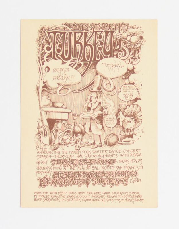 1967 FD-671123 Big Brother Janis Joplin Turkey Trot Avalon Ballroom Handbill Excellent 79