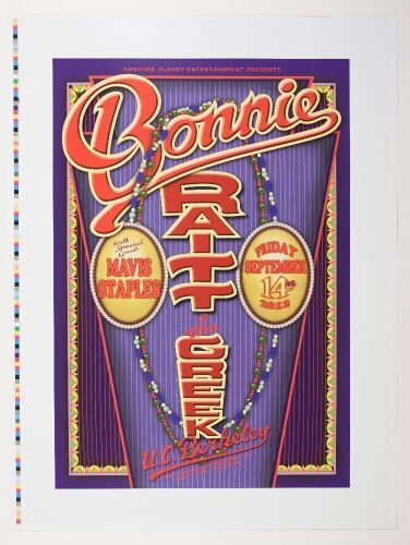 2012 Bonnie Raitt Mavis Staples Greek Theatre Berkeley Uncut Proof Poster Mint 91