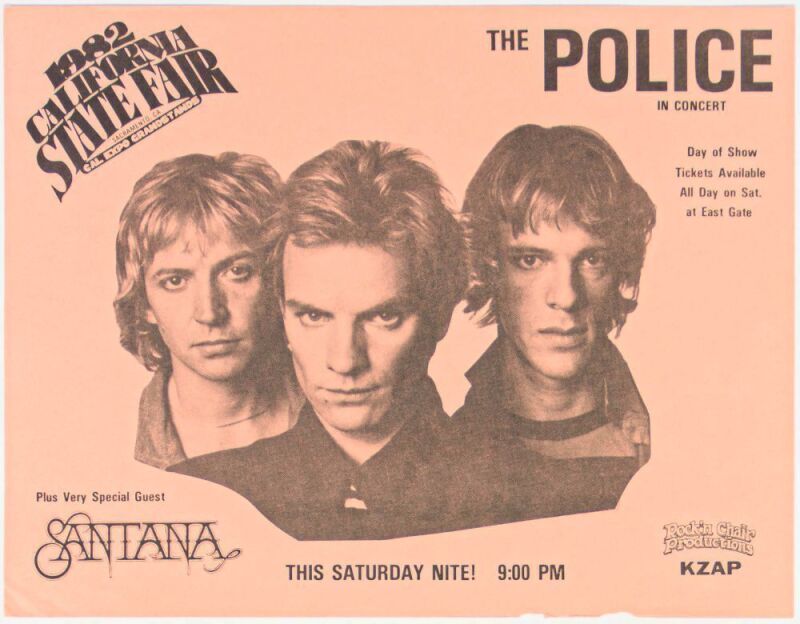 1982 The Police Santana Cal Expo Grandstands Sacramento Flyer Excellent 71