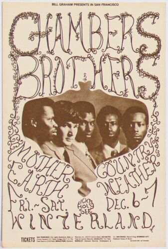 1968 WIN-681206 The Chambers Brothers Mother Earth Country Weather Winterland Handbill Near Mint 89