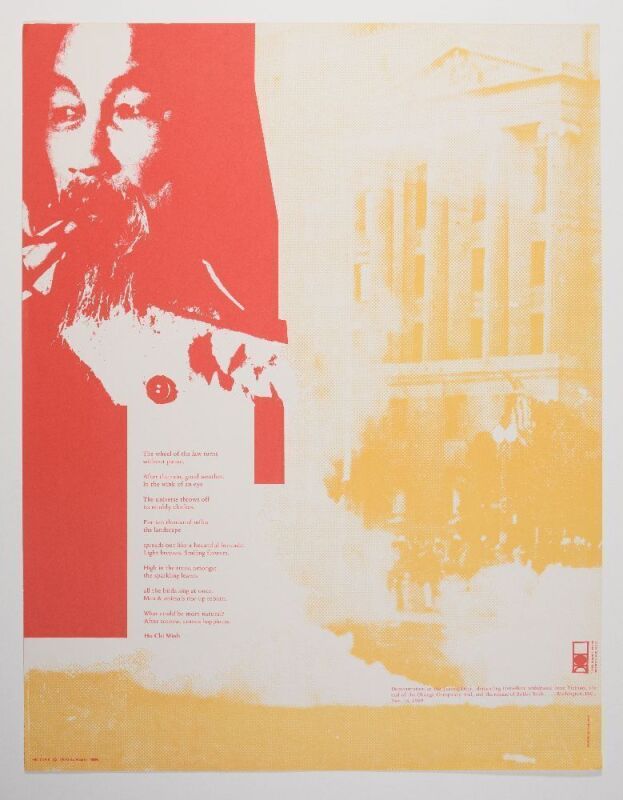 1970 Ho Chi Minh and Justice Department Demonstration Headshop Poster Excellent 77