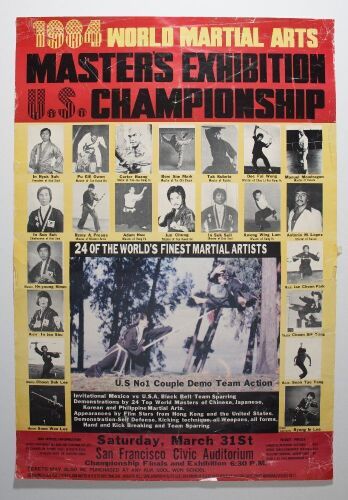 1984 World Martial Arts Master's Exhibit & U.S Championship San Francisco Civic Auditorium Poster Fine 53