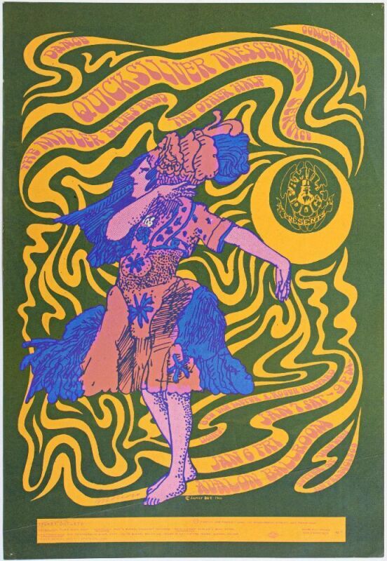 1967 FD-42 Quicksilver Messenger Service Miller Blues Band Avalon Ballroom Poster Excellent 75