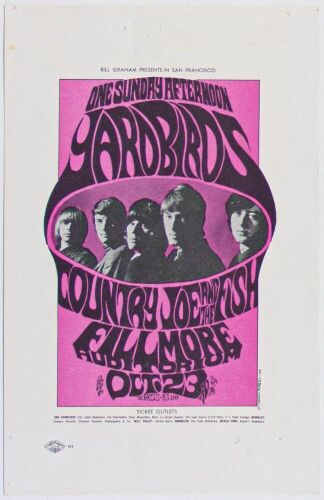 1966 BG-33 The Yardbirds Fillmore Auditorium Handbill Excellent 77