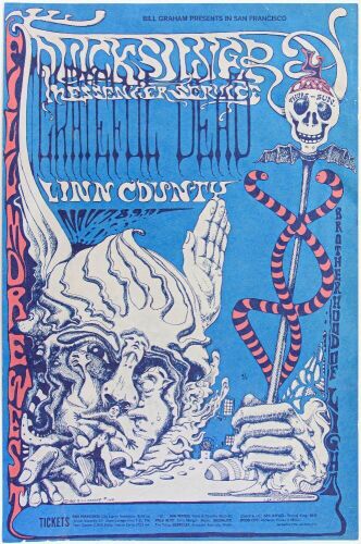 1968 BG-144 Grateful Dead Quicksilver Linn County Fillmore West Poster Excellent 75