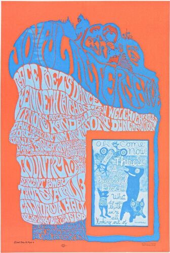 1967 Country Joe & The Fish The Joyful Alternative Peace Poets Dance California Hall Poster Near Mint 85