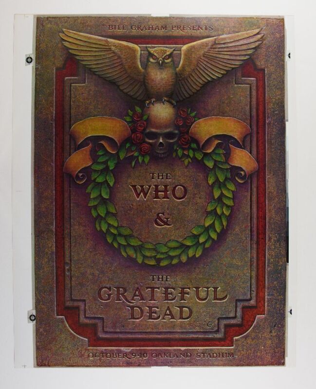 1976 AOR-4.43 The Who Grateful Dead Oakland Stadium Uncut Proof Poster Near Mint 89