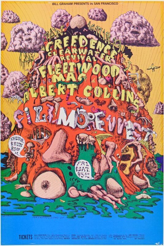 1969 BG-156 Creedence Clearwater Revival Fleetwood Mac Fillmore West Poster Near Mint 83