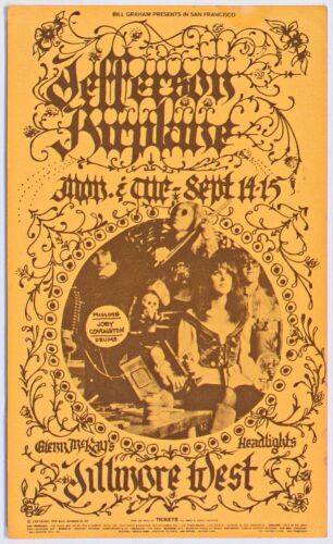 1970 BG-247-A Jefferson Airplane Fillmore West Rare Midweek Postcard Near Mint 83