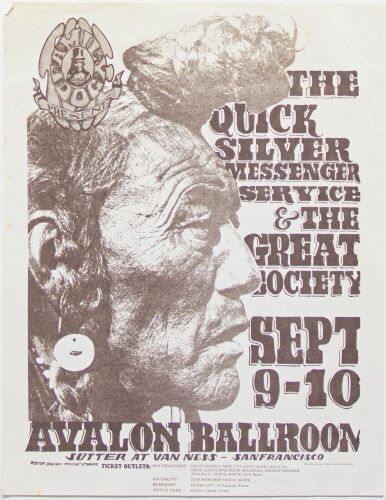 1966 FD-25 Great Society Quicksilver Avalon Ballroom Handbill Excellent 71